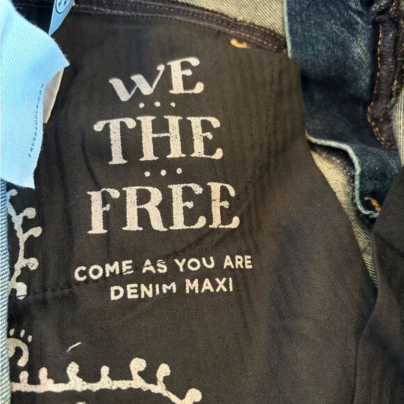 NWT We The Free Come As You Are Denim Maxi Slit Skirt Free People Blue - Picture 9 of 9